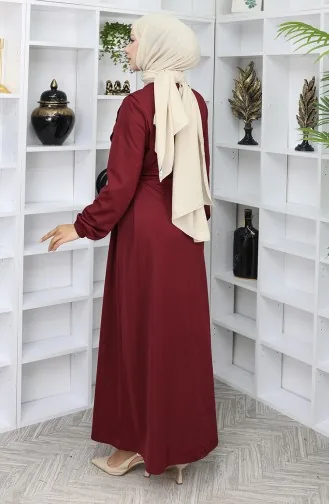 Büzgülü Elbise 5110-09 Bordo