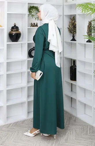Pleated Dress 5110-10 Emerald Green 5110-10