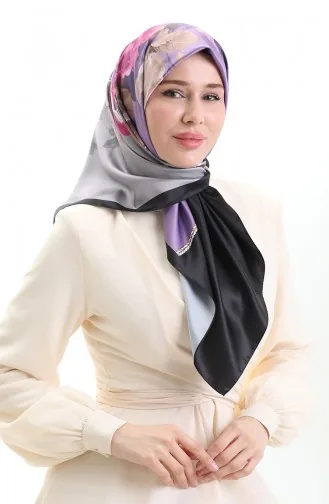 Karaca Rayon Scarf 81050-08 Purple Black 81050-08