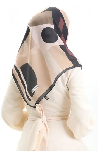 Karaca Soft Eşarp 81056-08 Siyah Bej