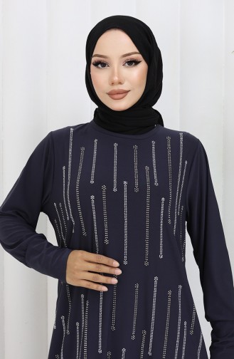Sandy Kumaş Taşlı Abiye Elbise 2059-01 Füme