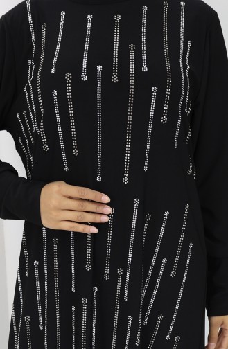 Sandy Kumaş Taşlı Abiye Elbise 2059-02 Siyah