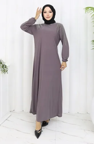 Sandy Fabric Stone Evening Dress 2060-01 Dark Gray 2060-01