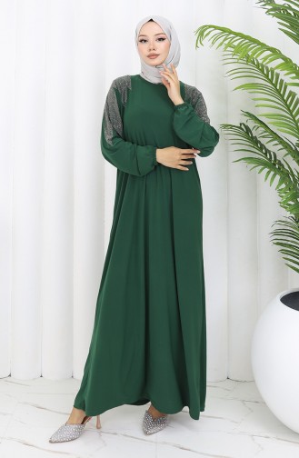 Emerald Green Hijab Evening Dress 2060-02