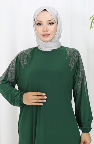 Emerald Green Hijab Evening Dress 2060-02