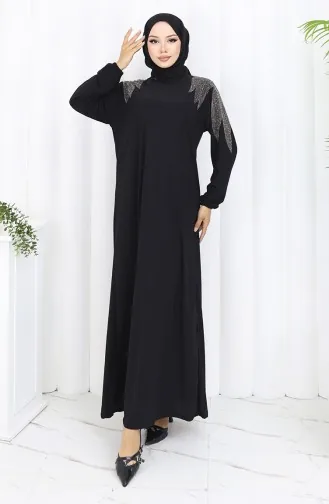 Sandy Stoff Stein Abendkleid 2060-03 Schwarz 2060-03