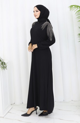 Schwarz Hijab-Abendkleider 2060-03