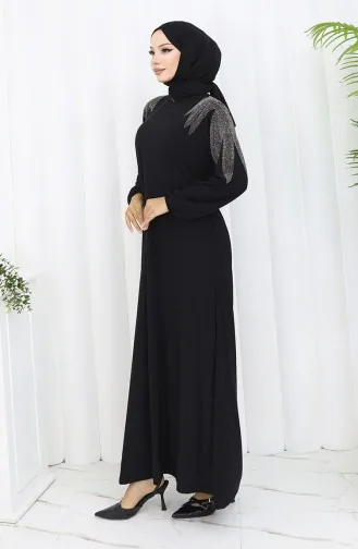 Sandy Stoff Stein Abendkleid 2060-03 Schwarz 2060-03