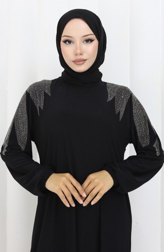 Schwarz Hijab-Abendkleider 2060-03
