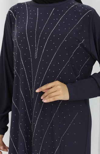 Dunkelblau Hijab-Abendkleider 2061-01