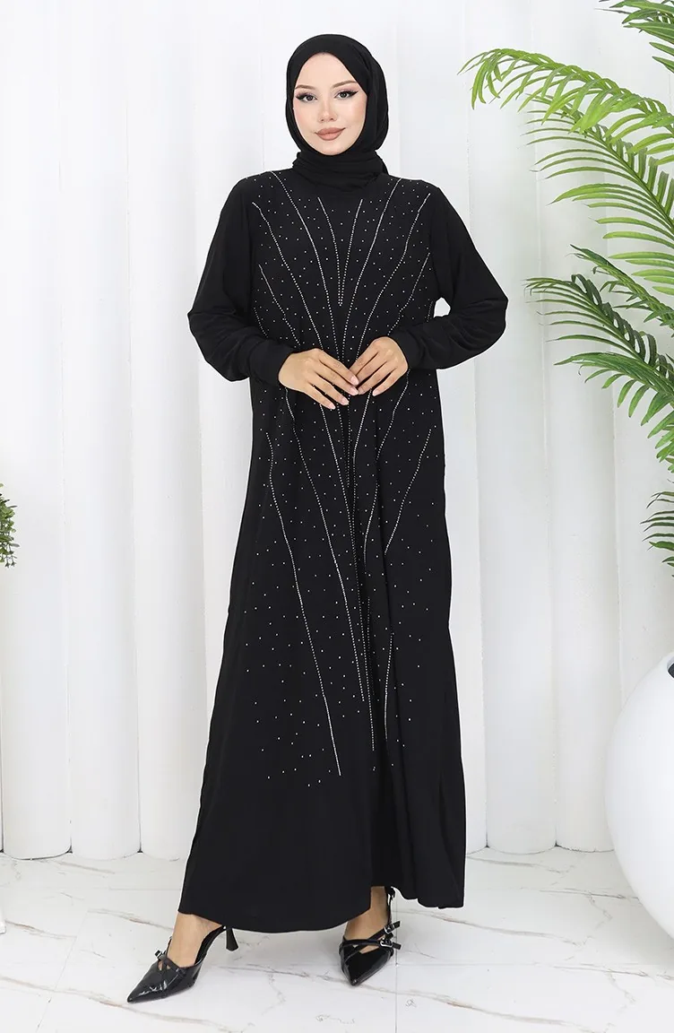Sandy Stoff Stein Abendkleid 2061-02 Schwarz 2061-02