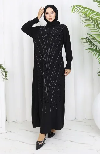 Sandy Stoff Stein Abendkleid 2061-02 Schwarz 2061-02