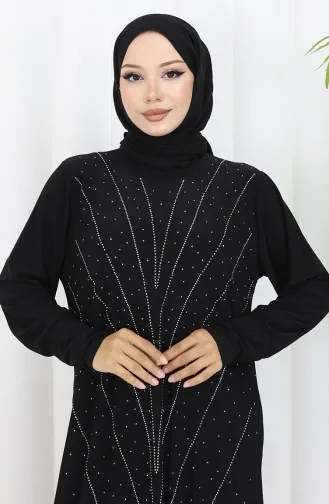 Sandy Stoff Stein Abendkleid 2061-02 Schwarz 2061-02