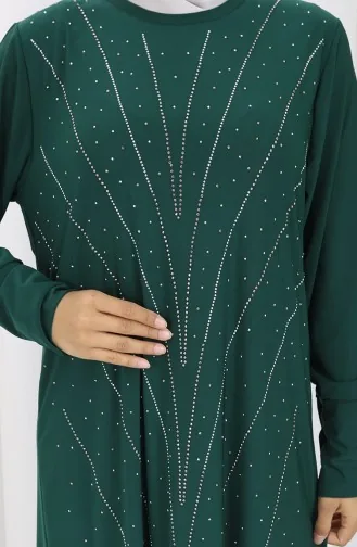 فستان سهرة من القماش الرملي الحجري 2061-03 أخضر زمردي 2061-03