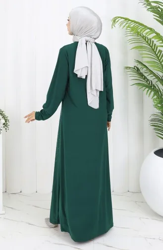 فستان سهرة من القماش الرملي الحجري 2061-03 أخضر زمردي 2061-03