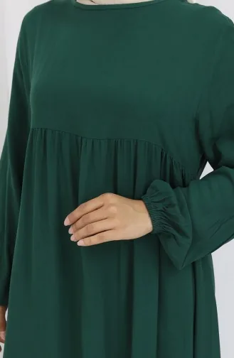 فستان خصر مجمع 4102-03 أخضر زمردي 4102-03