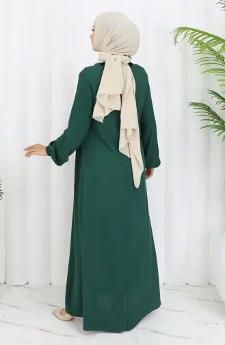 فستان خصر مجمع 4102-03 أخضر زمردي 4102-03