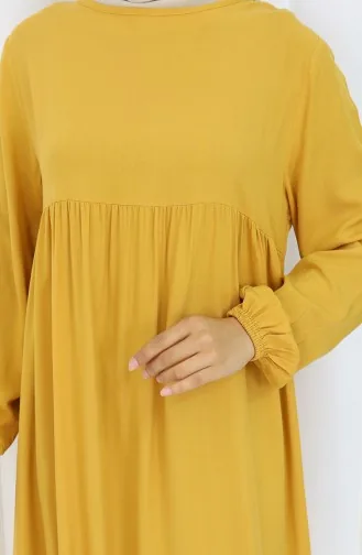 فستان بخصر مجمع 4102-04 أصفر 4102-04