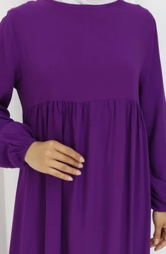 فستان بخصر مجمع 4102-05 أرجواني 4102-05