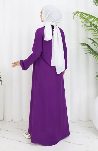 فستان بخصر مجمع 4102-05 أرجواني 4102-05