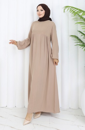 Creme Hijab Kleider 4102-07