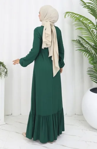 Ruffled Belted Dress 4103-05 Emerald Green 4103-05