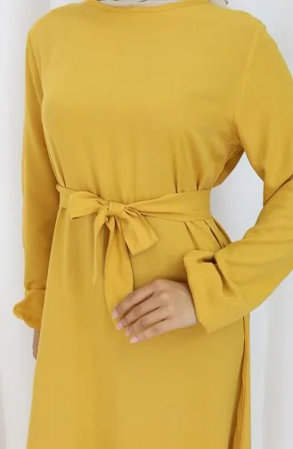 Kleid Mit Rüschen Und Gürtel 4103-06 Gelb 4103-06