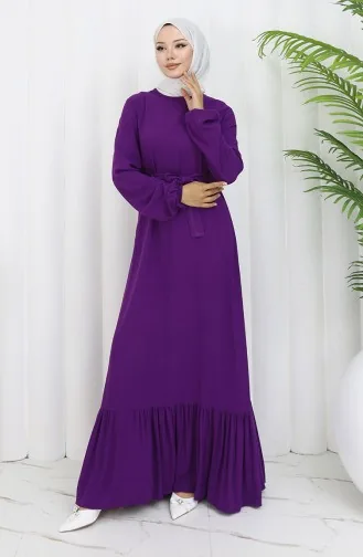 Ruffled Belted Dress 4103-08 Purple 4103-08