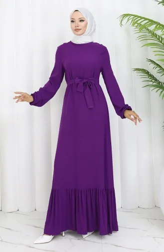 Ruffled Belted Dress 4103-08 Purple 4103-08