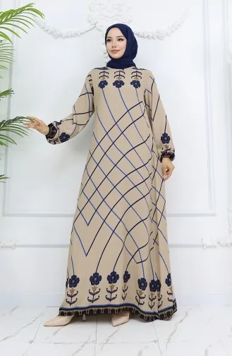 Viscose Fabric Elastic Sleeve End Dress 0030-01 Milk Coffee Navy Blue 0030-01