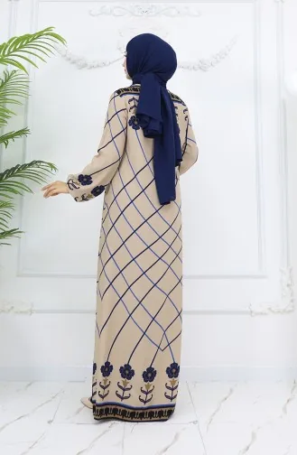 Viscose Fabric Elastic Sleeve End Dress 0030-01 Milk Coffee Navy Blue 0030-01