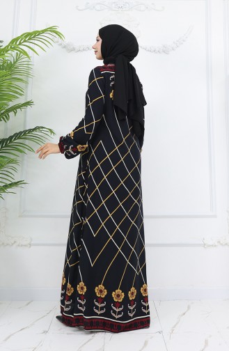 Schwarz Hijab Kleider 0030-02
