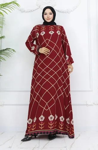 Viscose Stof Elastische Mouw Jurk 0030-04 Claret Red 0030-04