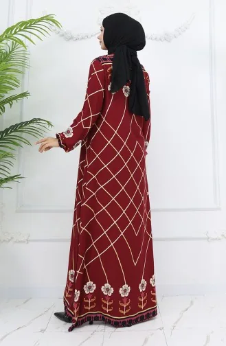 Viscose Stof Elastische Mouw Jurk 0030-04 Claret Red 0030-04