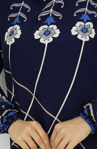 Navy Blue İslamitische Jurk 0030-05