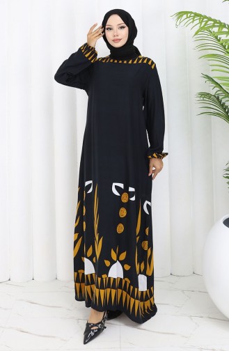 Schwarz Hijab Kleider 0084-02