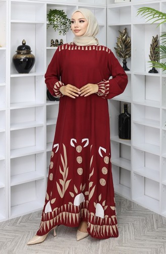 Claret Red Hijab Dress 0084-04