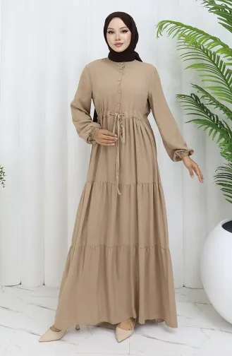 Viscose Stof Halfgeknoopte Jurk 0085-05 Mink 0085-05