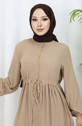 Viscose Stof Halfgeknoopte Jurk 0085-05 Mink 0085-05