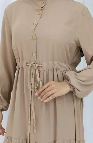 Viscose Stof Halfgeknoopte Jurk 0085-05 Mink 0085-05