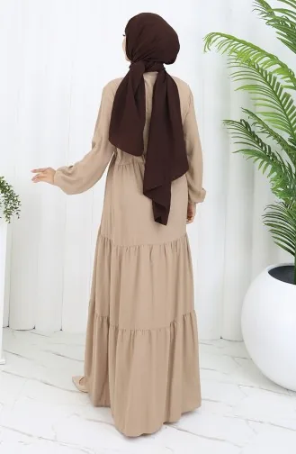 Viscose Stof Halfgeknoopte Jurk 0085-05 Mink 0085-05