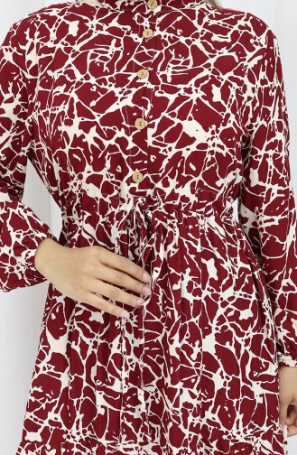 Weinrot Hijab Kleider 0087-04