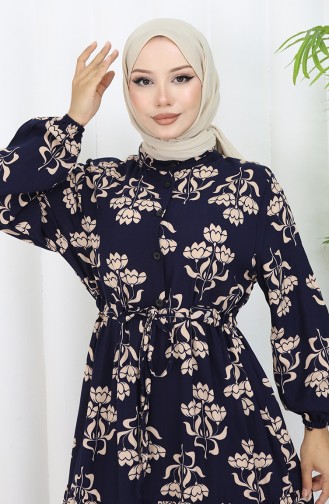 Navy Blue İslamitische Jurk 2052-02