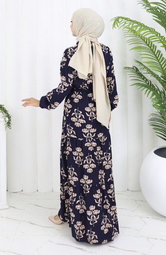 Navy Blue İslamitische Jurk 2052-02