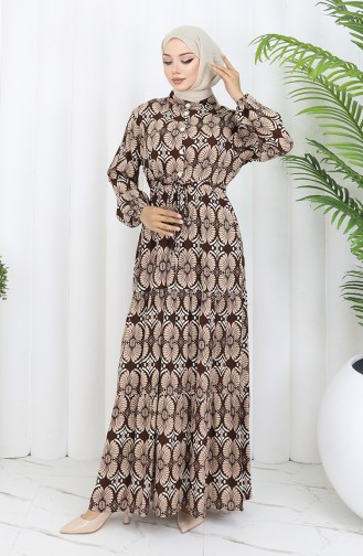 Brown Hijab Dress 2053-03