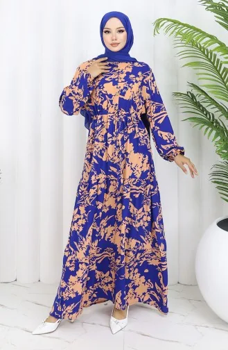 Viscose Stof Patroon Jurk 2054-01 Saks Milk Coffee 2054-01