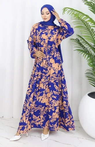 Viscose Stof Patroon Jurk 2054-01 Saks Milk Coffee 2054-01