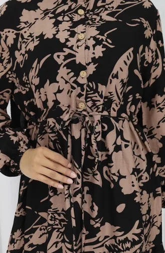 Robe à Motifs En Viscose 2054-04 Vison Noir 2054-04
