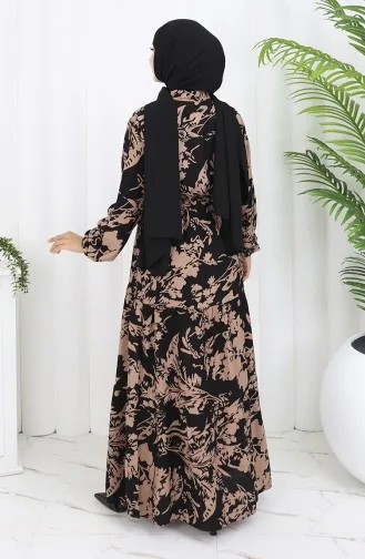 Robe à Motifs En Viscose 2054-04 Vison Noir 2054-04