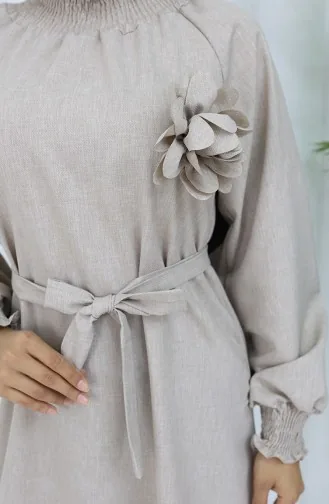 Elastische Gedetailleerde Riemjurk 2063-02 Mink 2063-02